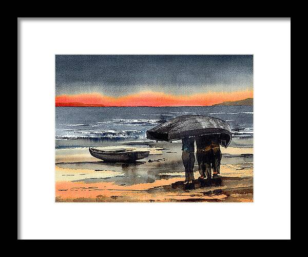 Valbyrne Framed Print featuring the painting Evening Return, Aran by Val Byrne