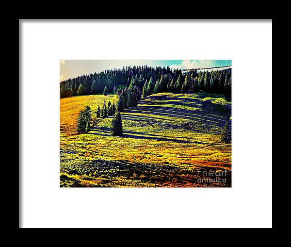 Evening Shadows In The San Jauns Framed Print featuring the digital art Evening shadows by Annie Gibbons