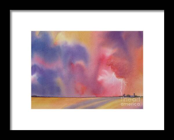 Storm Framed Print featuring the painting Evening Storm by Deborah Ronglien