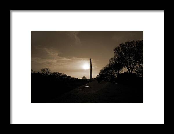 Washington Framed Print featuring the photograph Evening Washington Monument Silhouette by Betsy Knapp