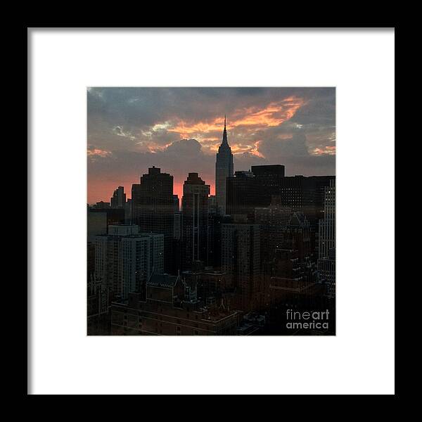 Manhattan Framed Print featuring the photograph Evening with the Empire State - Sunset in New York by Miriam Danar