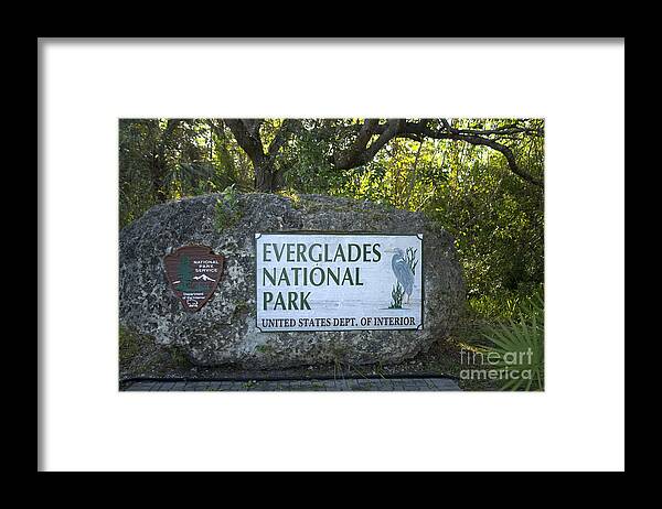 Everglades National Park Framed Print featuring the photograph Everglades National Park Sign by Inga Spence