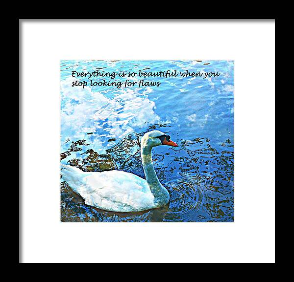 Swan Framed Print featuring the mixed media Everything is so Beautiful by Stacie Siemsen