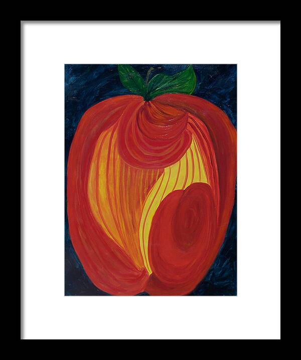 Abstract Framed Print featuring the painting Eve's Apple by Marcia Paige