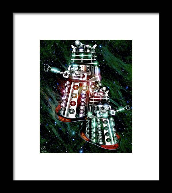Daleks Framed Print featuring the digital art Ex-ter-min-ate by Pennie McCracken