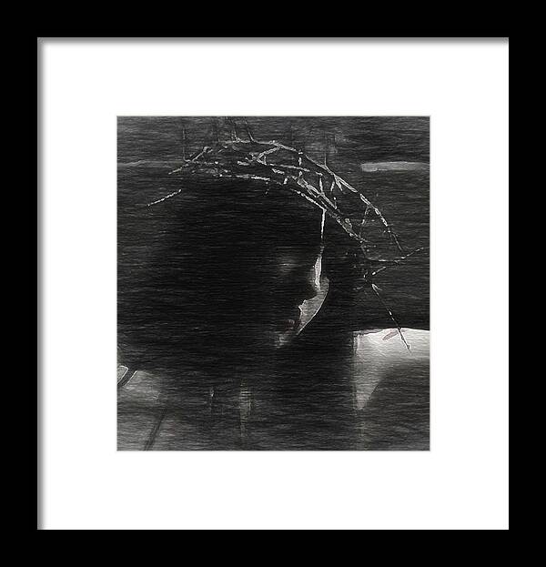 Portrait Framed Print featuring the digital art Experimental portrait of a female Jesus by Ramon Martinez
