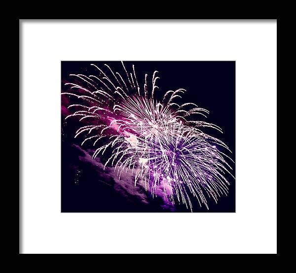 Fireworks Framed Print featuring the photograph Exploding Stars by DigiArt Diaries by Vicky B Fuller