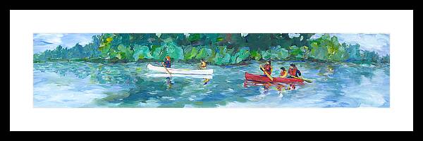 Canoing Framed Print featuring the painting Exploring Our River by Naomi Gerrard