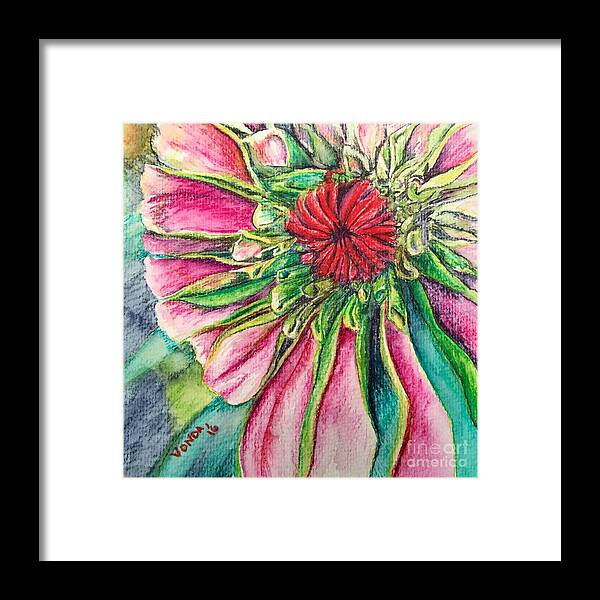 Macro Framed Print featuring the drawing Eye of Zen by Vonda Lawson-Rosa