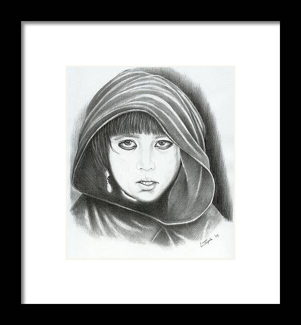 Graphite Framed Print featuring the drawing Eyes of War by Lawrence Tripoli