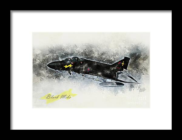 F-4 Framed Print featuring the digital art F-4 Phantom Black Mike by Airpower Art