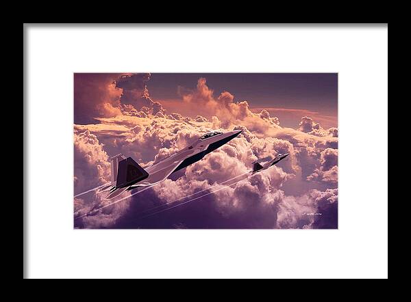 F22 Raptor Framed Print featuring the digital art F22 Raptor Aviation Art by John Wills