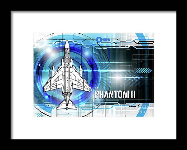 F4 Framed Print featuring the digital art F4 Phantom Blueprint by Airpower Art