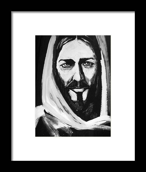 Jesus Framed Print featuring the painting Face of Christ by Larry Cole