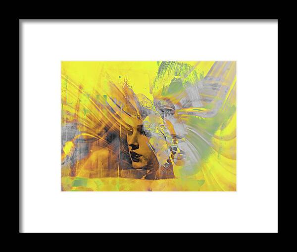 Face Framed Print featuring the photograph Faces in yellow and grey by Gabi Hampe