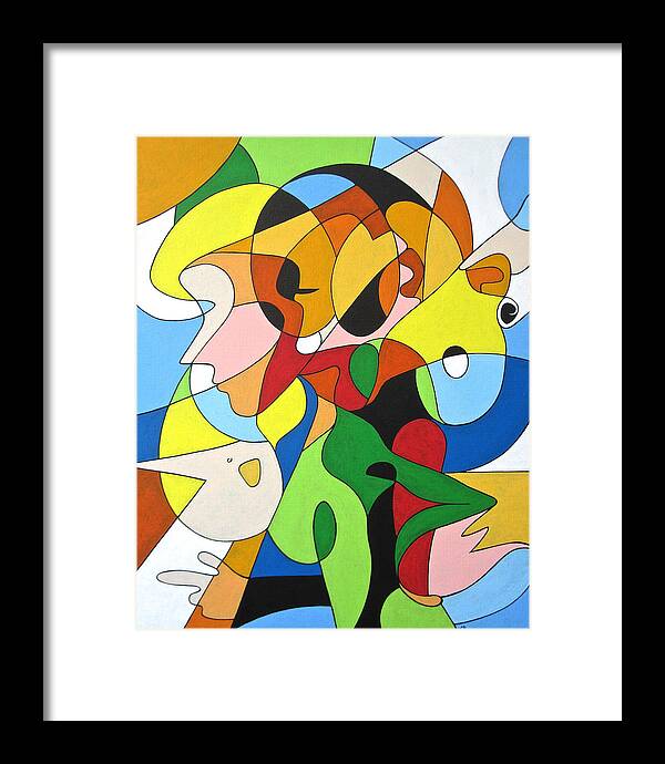 Faces Framed Print featuring the painting Faces by Konni Jensen