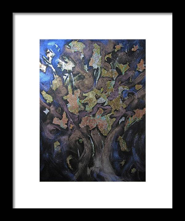Abstract Framed Print featuring the painting Faces by Roberta Rotunda