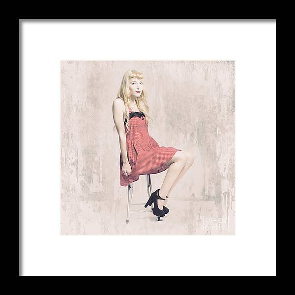 Classic Framed Print featuring the photograph Faded rockabilly grunge girl by Jorgo Photography