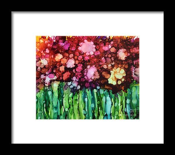 Abstract Flower Framed Print featuring the painting Fading Blooms by Beth Kluth