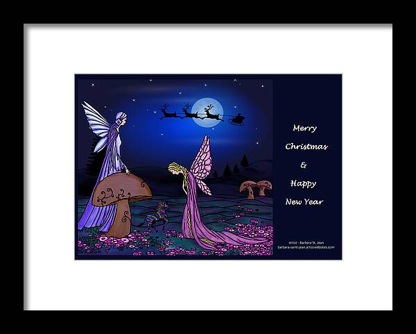 Fairy Christmas Framed Print featuring the digital art Fairy Christmas Card by Barbara St Jean