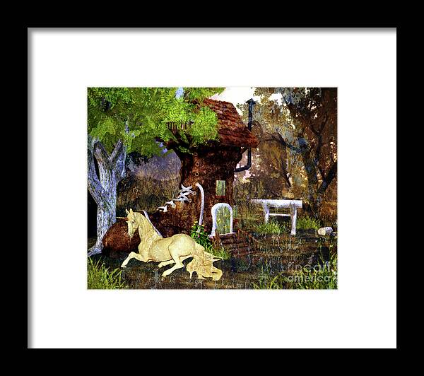 Old Framed Print featuring the digital art Fairy Retreat by Digital Art Cafe