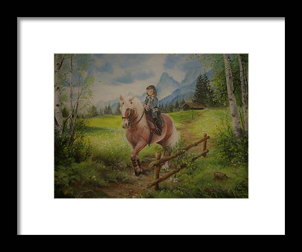 Landscape Framed Print featuring the painting Fairy tale in the Alps by Sorin Apostolescu