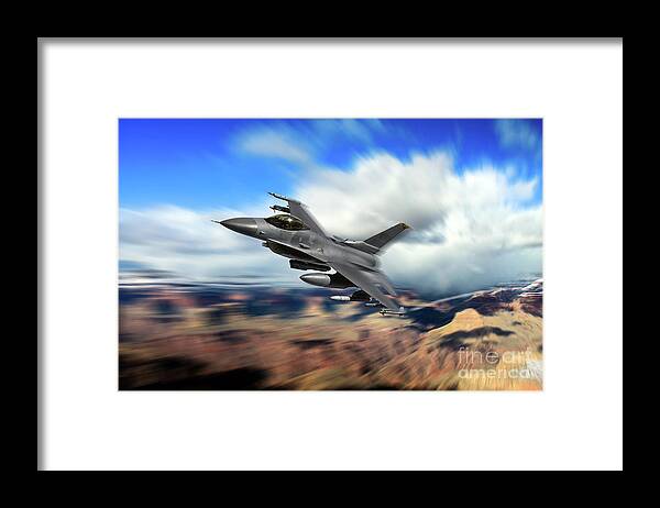 F-16 Framed Print featuring the digital art Falcon on the Range by Airpower Art