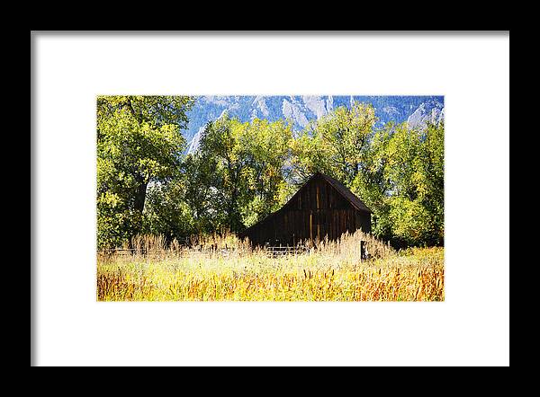 Fall Framed Print featuring the photograph Old Barn Nestled by Marilyn Hunt