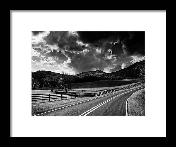 Cherokee County Framed Print featuring the photograph Fall Along Joe Brown Highway In Black and White by Greg and Chrystal Mimbs