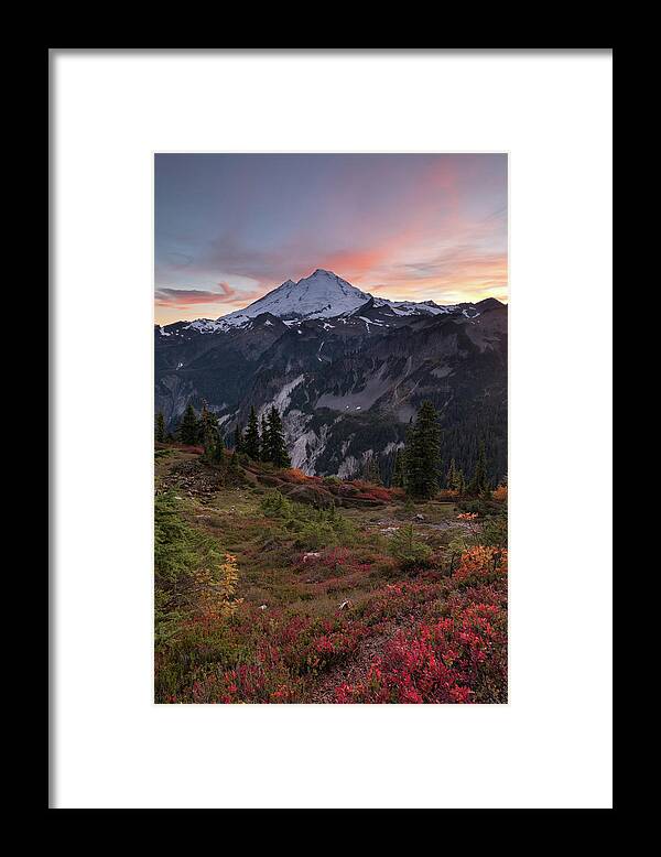 Mountain Framed Print featuring the photograph Fall at Mount Baker in the North Cascades by Michael Russell
