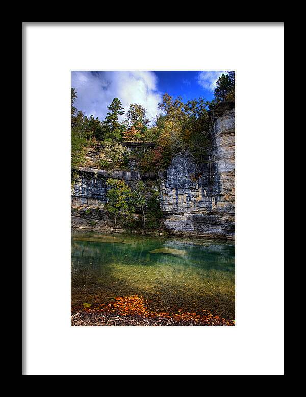 Hdr Framed Print featuring the photograph Fall Bluff at Ozark Campground by Michael Dougherty