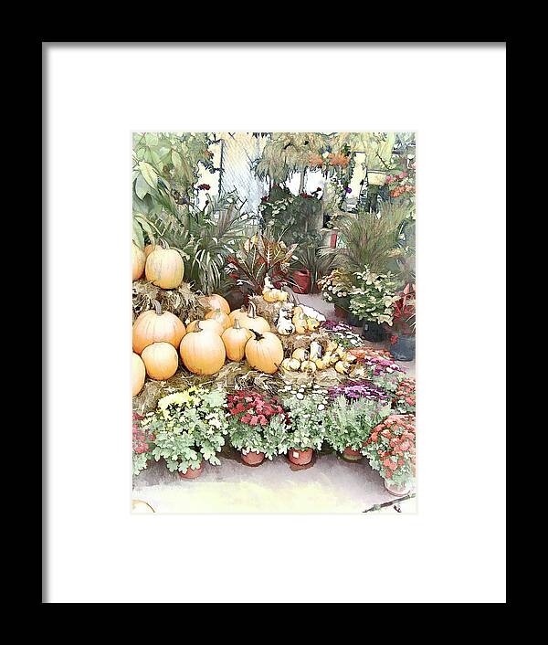 Market Display Framed Print featuring the photograph Fall Decorating At The Market by Leslie Montgomery