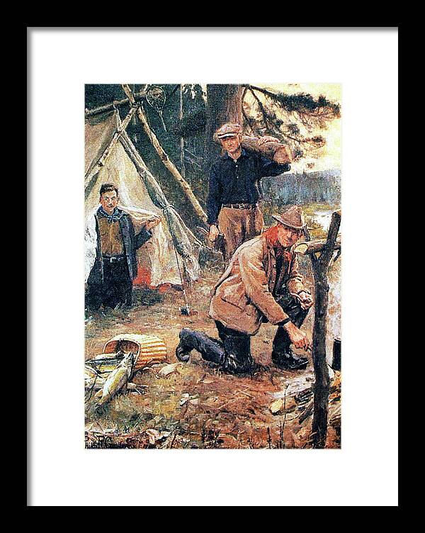 Outdoor Framed Print featuring the painting Fall Fishing Camp by Philip R Goodwin