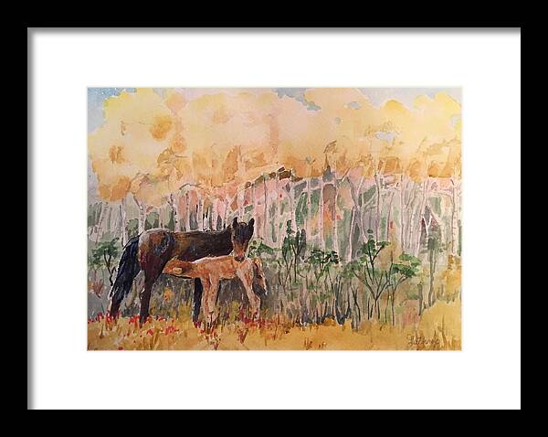 Horse Framed Print featuring the painting Fall foal by Christine Lathrop