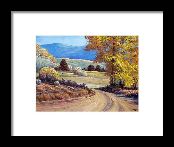 Landscape Framed Print featuring the painting Fall in New Mexico by Ed Breeding