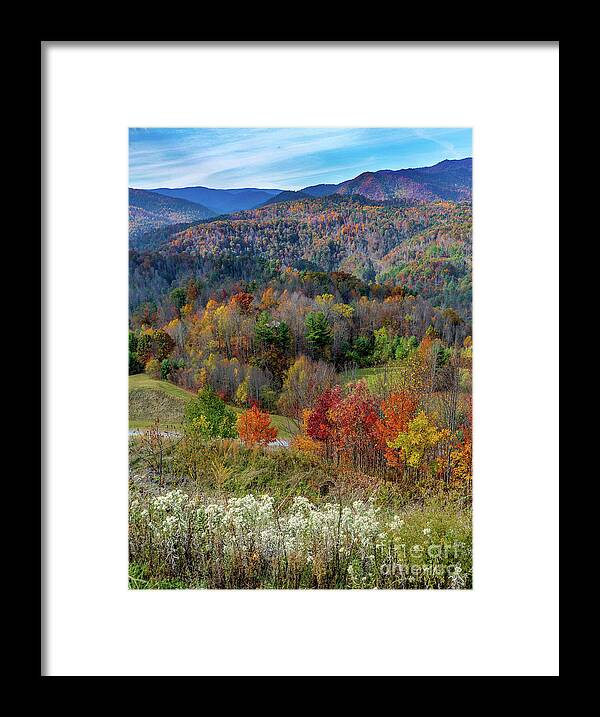Fall Framed Print featuring the pyrography Fall in Tennessee by David Meznarich