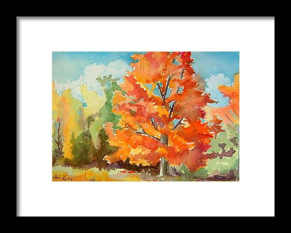 Fall Framed Print featuring the painting Fall maple by Saga Sabin