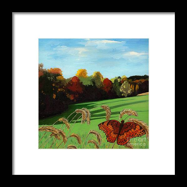 Landscape Painting Framed Print featuring the painting Fall scene of Ohio nature painting by Linda Apple