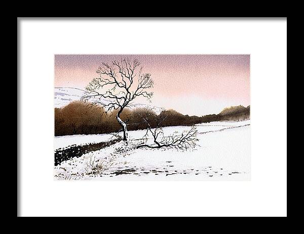 Winter Framed Print featuring the painting Fallen Tree Stainland by Paul Dene Marlor