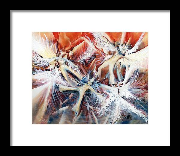 Figurative Framed Print featuring the painting Falling Angels by Jan VonBokel