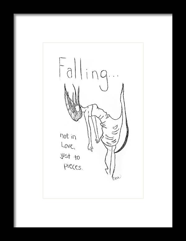 Falling Framed Print featuring the drawing Falling by Rebecca Wood