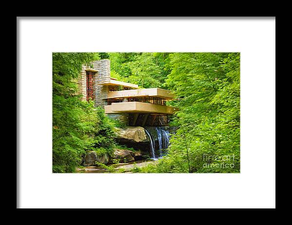 Fallingwater Framed Print featuring the photograph Fallingwater Painterly l by Rachel Cohen