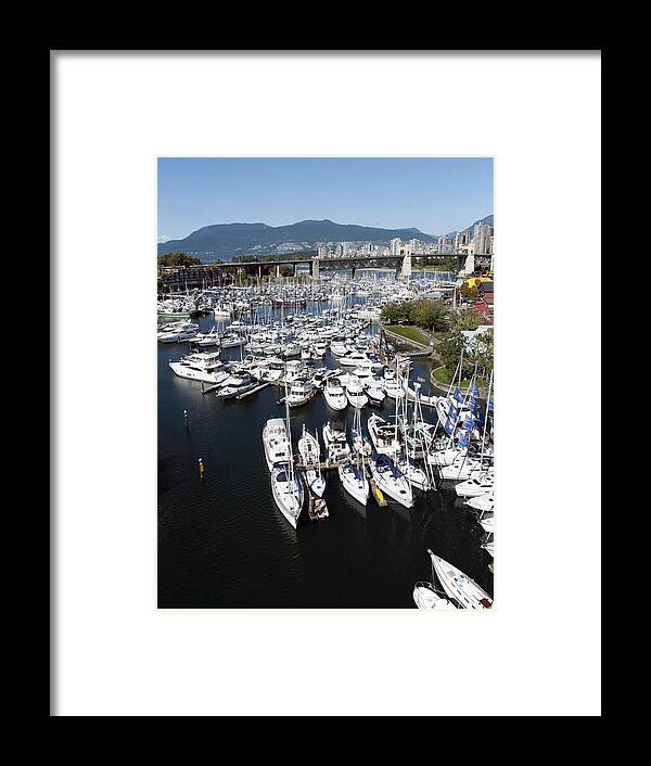 Boats Framed Print featuring the photograph False Creek docks by Terry Dadswell