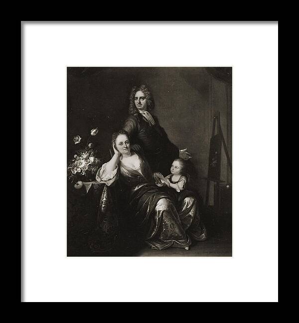 Juriaen Pool And Rachel Pool-ruysch - Family Portrait With Flower Still-life Framed Print featuring the painting Family by Juriaen Pool