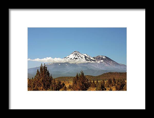 Shasta Framed Print featuring the photograph Family Portrait - Mount Shasta and Shastina Northern California by Alexandra Till