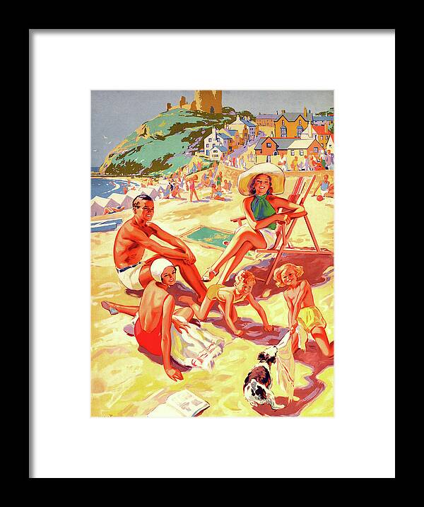 Family Framed Print featuring the painting Family vacation on the sandy beach by Long Shot