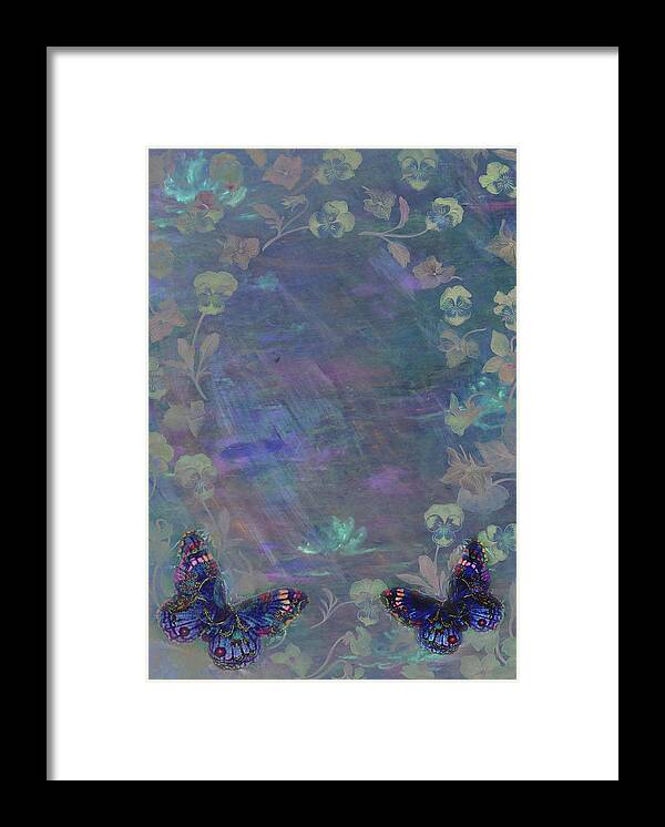 Fantasy Garden Framed Print featuring the painting Fantasy Butterfly Painted Pansy by Judith Cheng