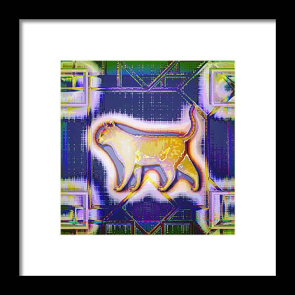 Cat Framed Print featuring the digital art Fantasy cat by Marko Sabotin