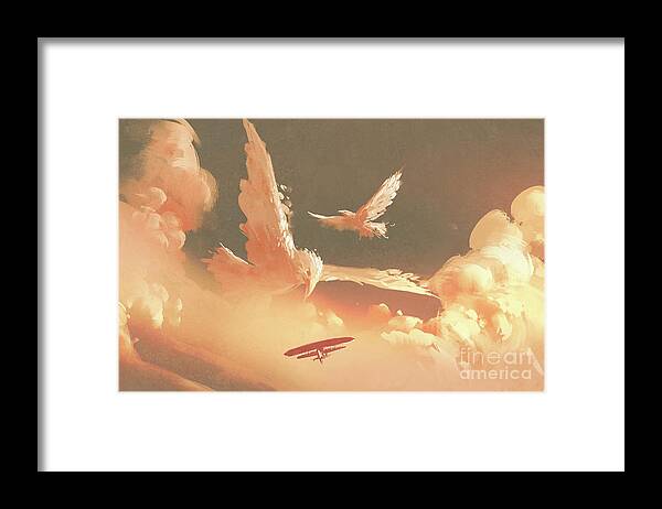 Art Framed Print featuring the painting Fantasy Sky by Tithi Luadthong