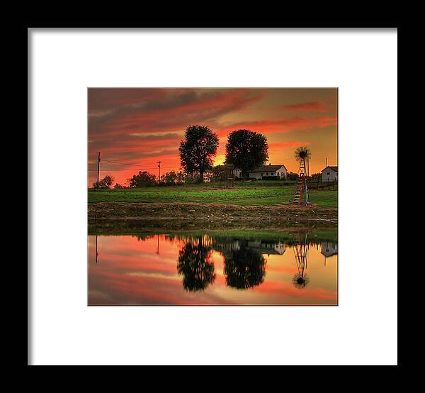 Farm Framed Print featuring the photograph Farm Sunset by Farol Tomson